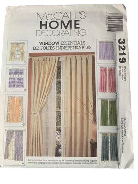 McCall's Home Decorating Window Curtains Essentials Pattern 3219 Uncut